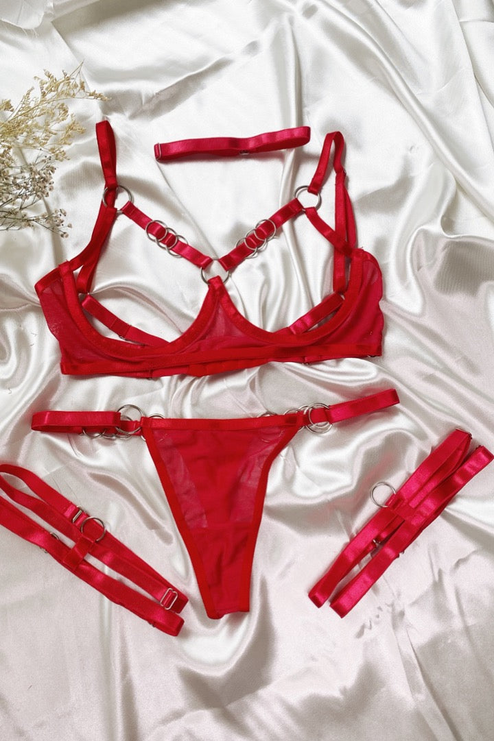 Conjunto Lenceria encaje rosa Laura producto