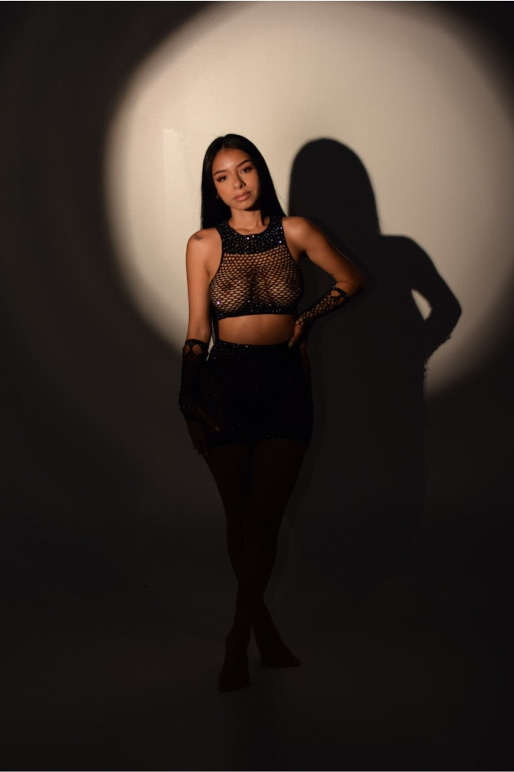 Conjunto Lenceria malla transparente sensual frente