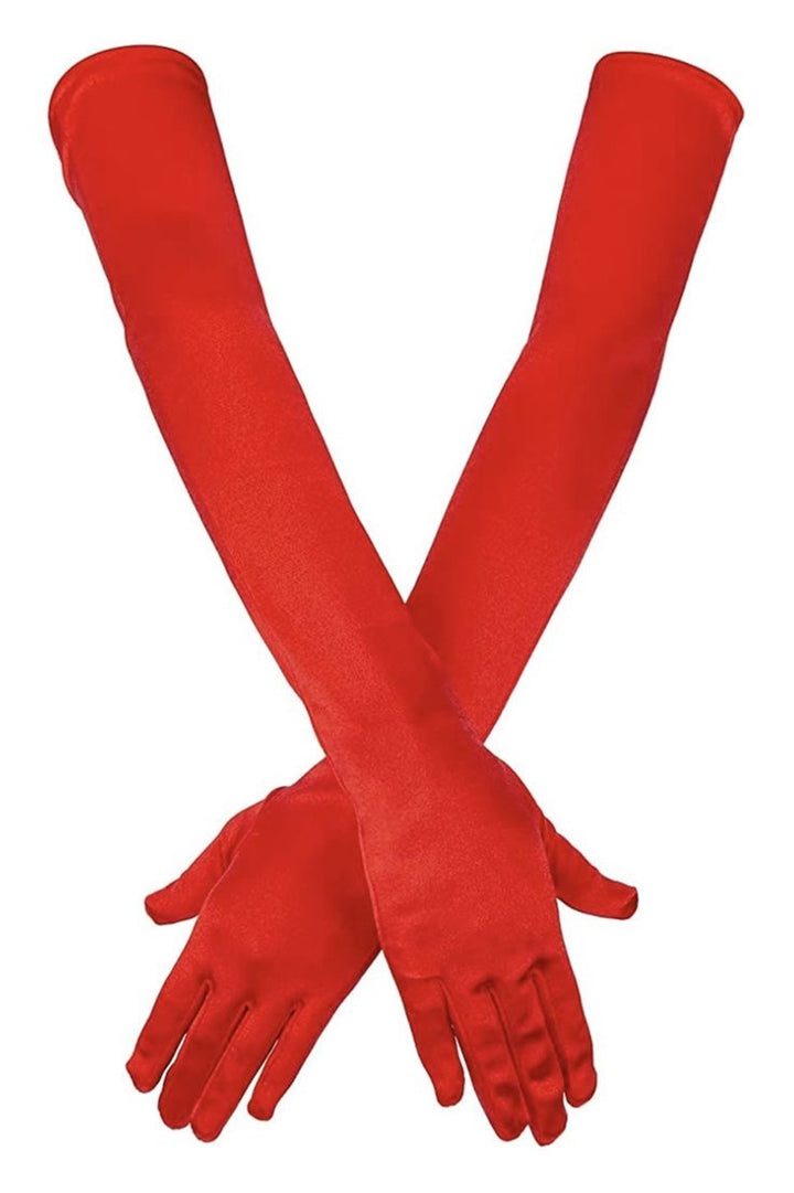 Guantes de encaje sexy para mujer rojos